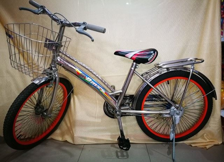 Xe đạp inox BMX 6 căm 72 xoắn màu 20in