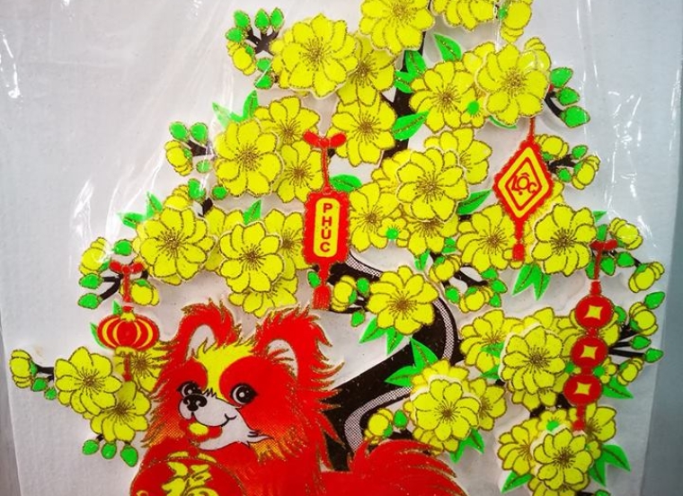 Hình dán trang trí xốp *mai vàng* 03