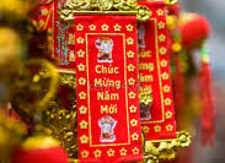 Liễn nhí treo cây Mai - Đào - Quất